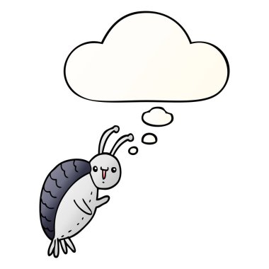 çizgi film böceği ve pürüzsüz degrade tarzında düşünce balonu