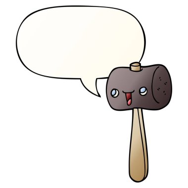 düzgün degrade tarzında karikatür tokmak ve konuşma balonu