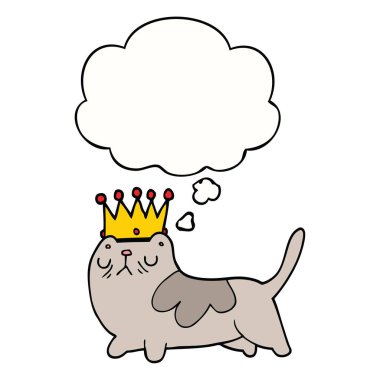 karikatür kibirli kedi ve düşünce balonu