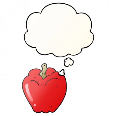 karikatür biber ve pürüzsüz degrade tarzında düşünce balonu