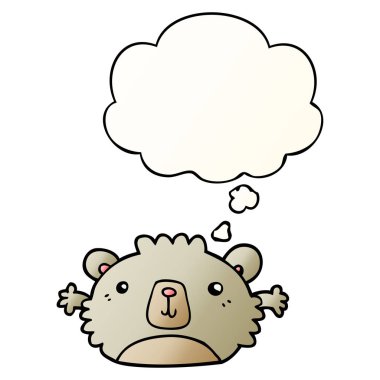 komik karikatür ayı ve pürüzsüz degrade tarzında kabarcık düşünce