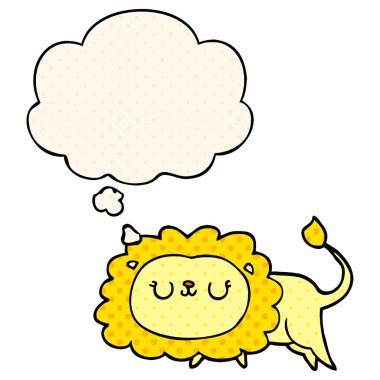 çizgi film aslan ve çizgi roman tarzında düşünce balonu