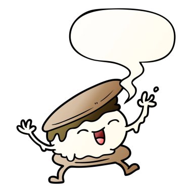 pürüzsüz degrade tarzında smore karikatür ve konuşma balonu