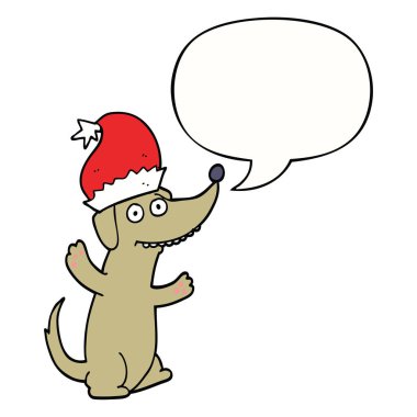 sevimli noel karikatür köpek ve konuşma balonu