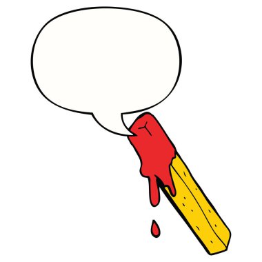 karikatür kızartma ve konuşma balonu batırılmış