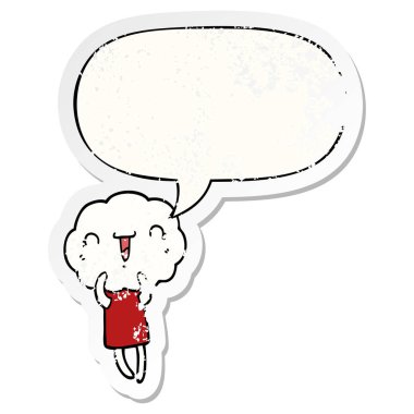 sevimli karikatür bulut kafa yaratık ve konuşma balonu sıkıntılı st