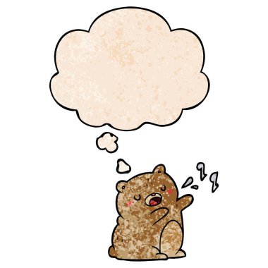 karikatür şarkı ayı ve grunge doku patter düşünce balonu