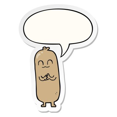 karikatür sosis ve konuşma kabarcık etiket