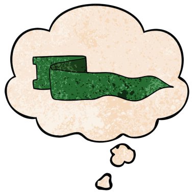 karikatür sallayarak afiş ve grunge doku patte düşünce balonu