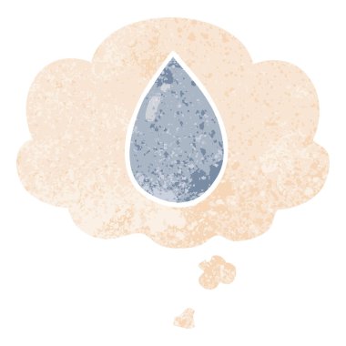 retro dokulu tarzı karikatür su damlacık ve düşünce balonu