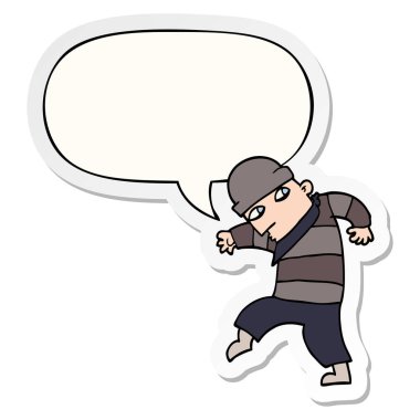 karikatür hırsız ve konuşma kabarcık etiket sinsi