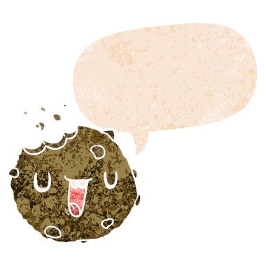 retro dokulu tarzda karikatür çerez ve konuşma balonu