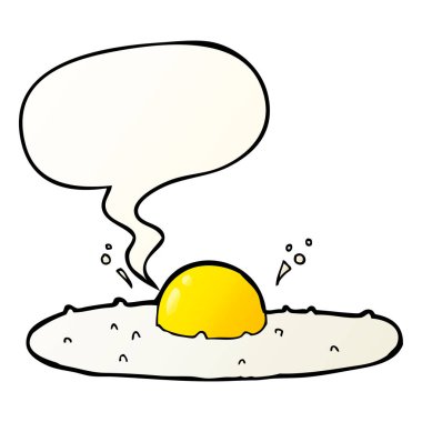 düzgün degrade tarzında karikatür kızarmış yumurta ve konuşma balonu