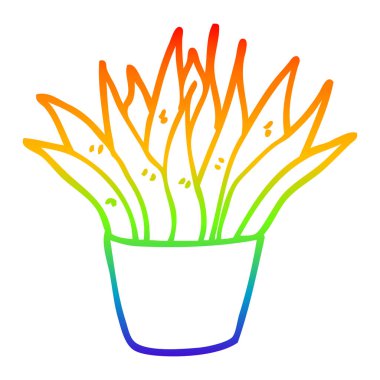 gökkuşağı gradyan çizgi çizim karikatür ev bitki