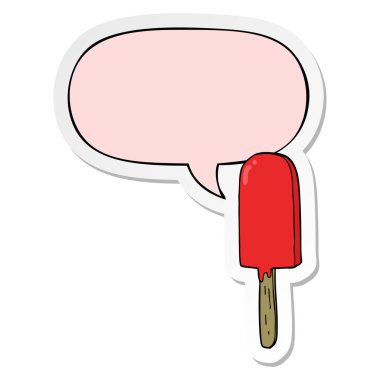 karikatür lolipop ve konuşma kabarcık etiket
