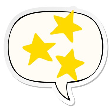 karikatür yıldız ve konuşma kabarcık etiket