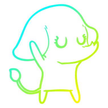 soğuk degrade çizgi çizim sevimli karikatür fil