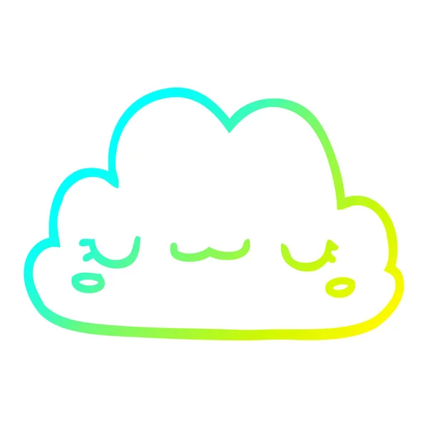 차가운 그라데이션 라인 그리기 귀여운 만화 구름 — 스톡 벡터