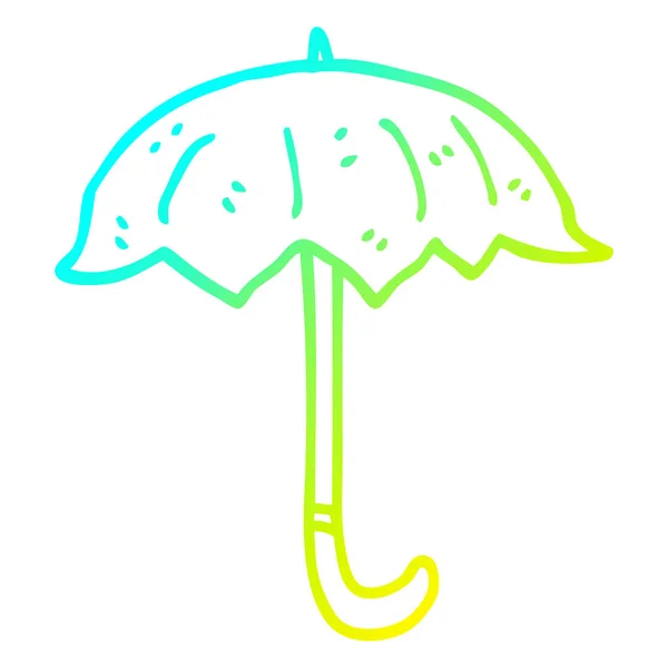 Cold gradient line drawing cartoon open umbrella — Stock Vector
