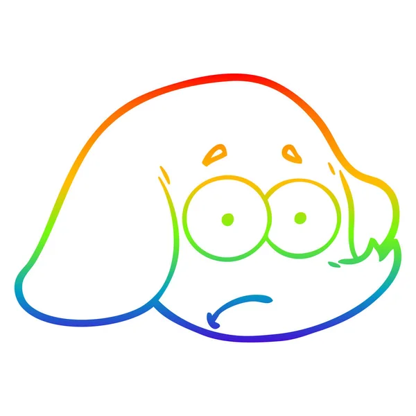 Rainbow gradient line drawing cartoon elephant face — Stock Vector