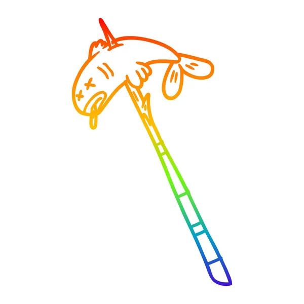 虹のグラデーションライン描画漫画の魚の槍 — ストックベクタ