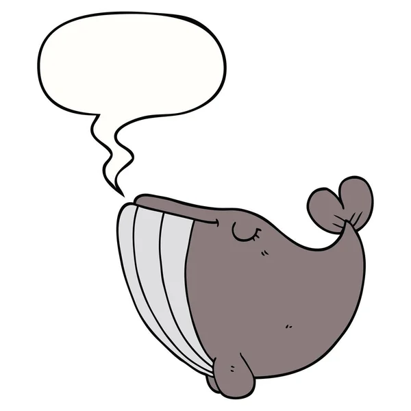 Ballena de dibujos animados y burbuja del habla — Vector de stock