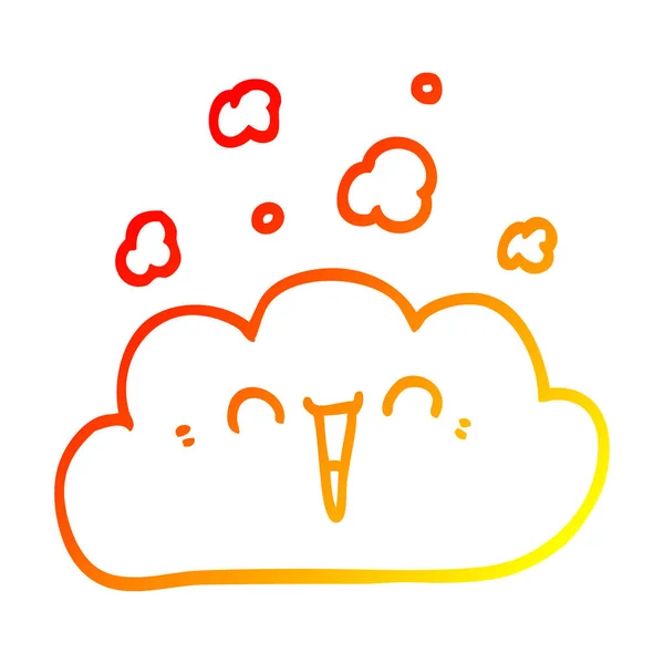 Warm gradient line drawing cartoon happy cloud — Stock Vector