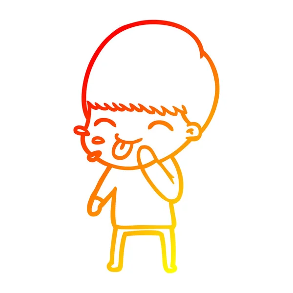 Тепла градієнтна лінія малюнок щасливий мультяшний хлопчик — стоковий вектор