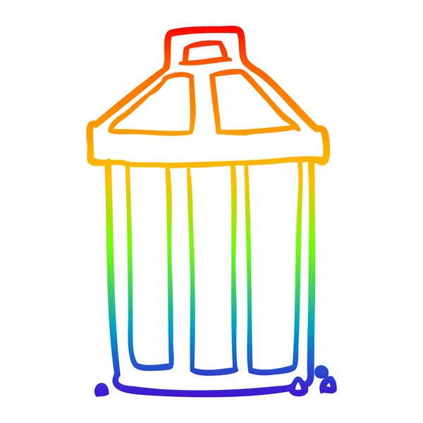 Linha gradiente arco-íris desenho lata de lixo de metal velho — Vetor de Stock