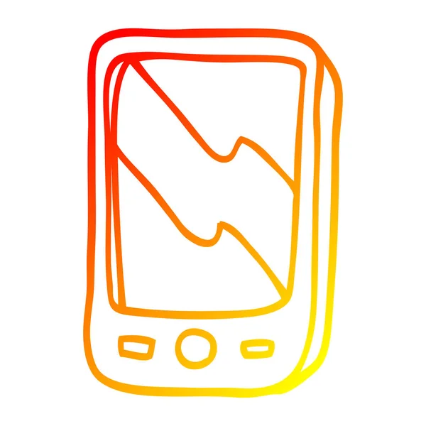 Kresba s teplým přechodem kreslený mobilní telefon — Stockový vektor
