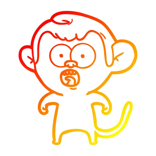 Čára teplého přechodu kresba kreslená, šokovaná opice — Stockový vektor