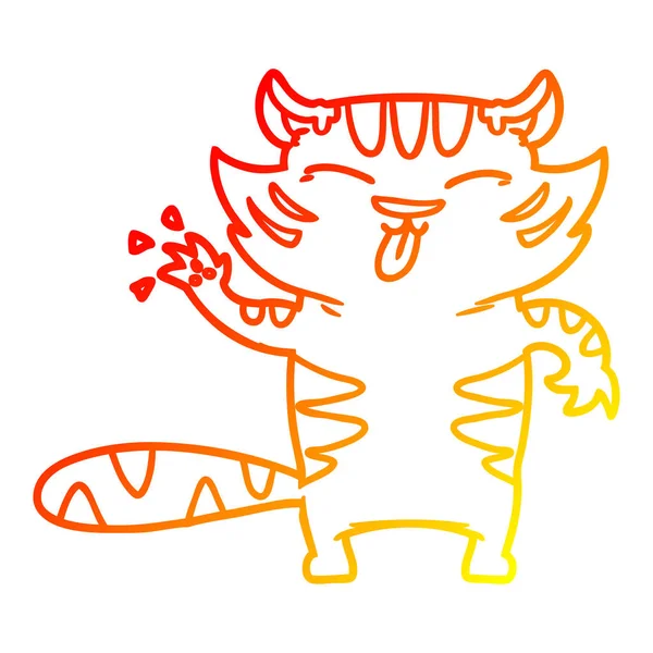 Kresba s teplým přechodem kreslený bílý tygr — Stockový vektor