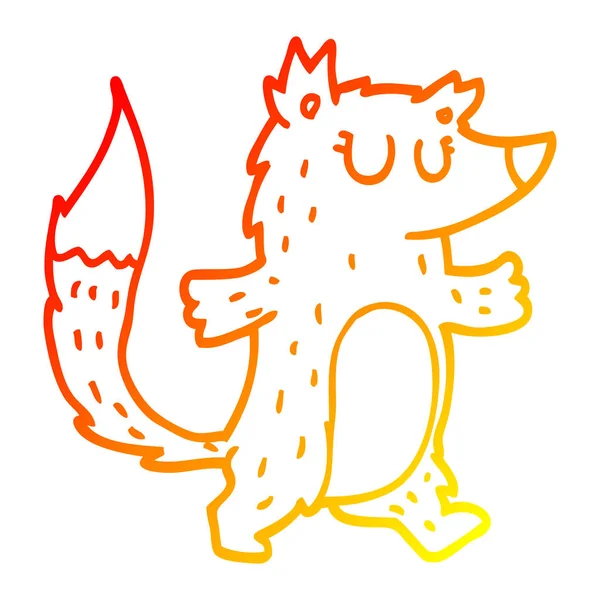 따뜻한 그라데이션 라인 그리기 만화 늑대 — 스톡 벡터