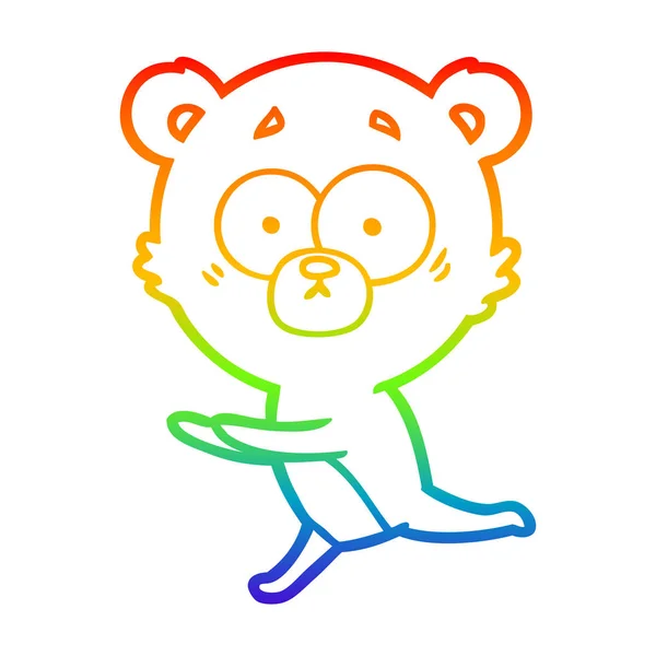 Regenboog gradiënt lijntekening bezorgd Bear Cartoon — Stockvector