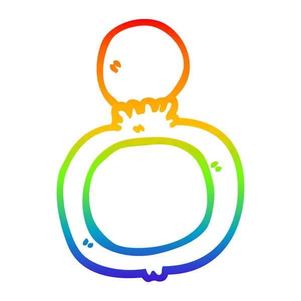 Linha gradiente arco-íris desenho anel de noivado desenhos animados — Vetor de Stock