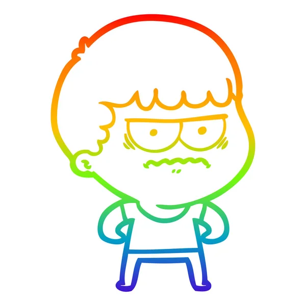 Arco-íris linha gradiente desenho cartoon irritado homem — Vetor de Stock