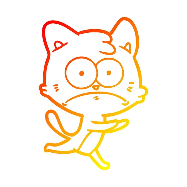 Chaud gradient ligne dessin dessin animé nerveux chat — Image vectorielle