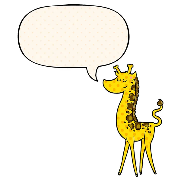 Cartoon-Giraffe und Sprechblase im Comic-Stil — Stockvektor