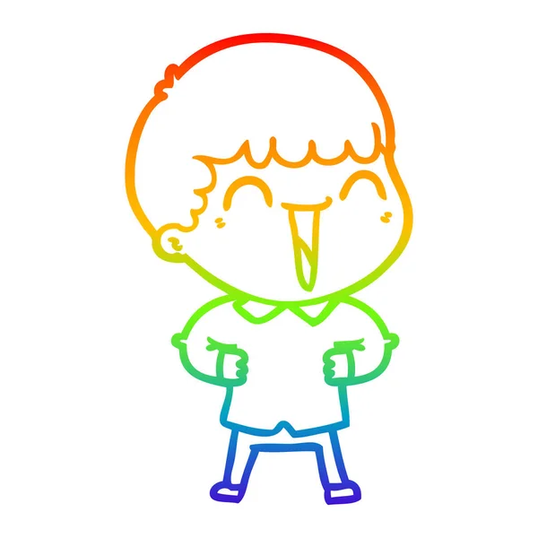 Arco iris gradiente línea dibujo dibujos animados feliz hombre — Archivo Imágenes Vectoriales