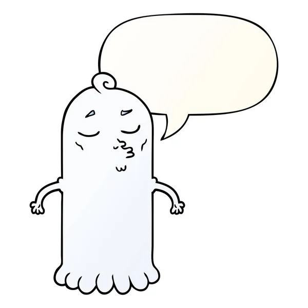 Fantasma de dibujos animados y burbuja del habla en estilo gradiente suave — Vector de stock