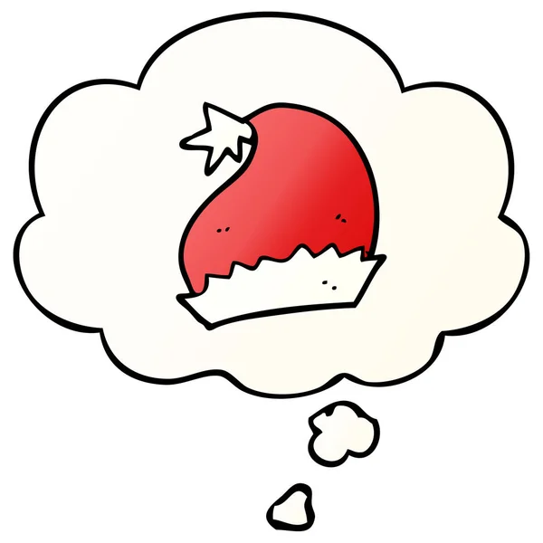 卡通圣诞老人帽子和思想泡沫在平滑的渐变风格 — 图库矢量图片