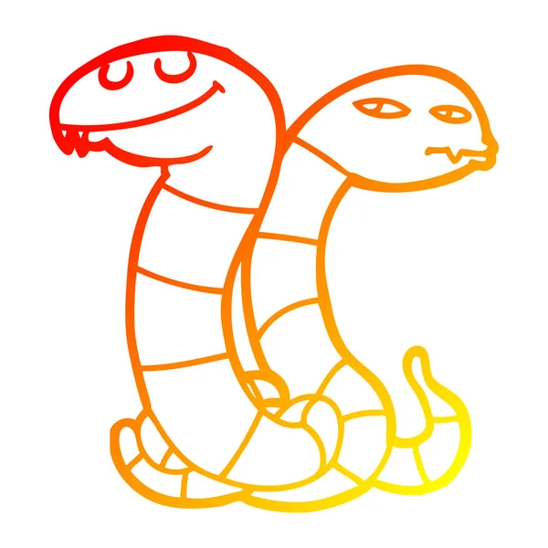 Chaud gradient ligne dessin dessins animés serpents — Image vectorielle
