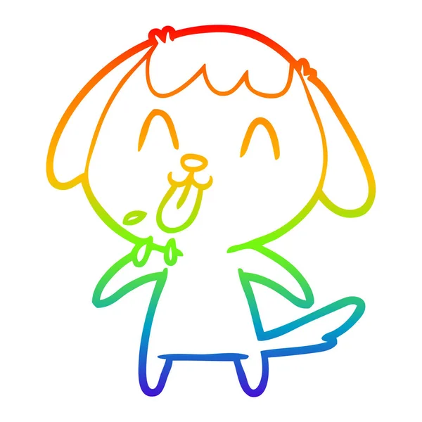 Rainbow gradient ligne dessin chien dessin animé mignon — Image vectorielle