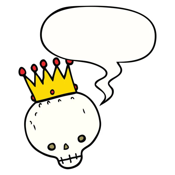 漫画の頭蓋骨と王冠とスピーチバブル — ストックベクタ