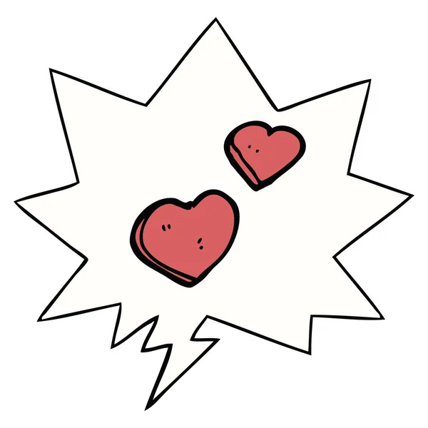 Dibujos animados amor corazones y el habla burbuja — Archivo Imágenes Vectoriales