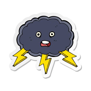 etiket bir karikatür bulut ve yıldırım cıvata sembol