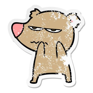 kızgın ayı karikatür sıkıntılı etiket