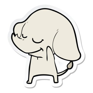 etiket fil gülümseyen bir karikatür