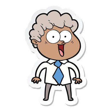 etiket karikatür mutlu bir adamın