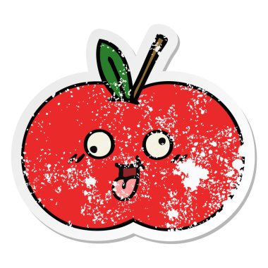 sevimli çizgi Kırmızı elma sıkıntılı etiket